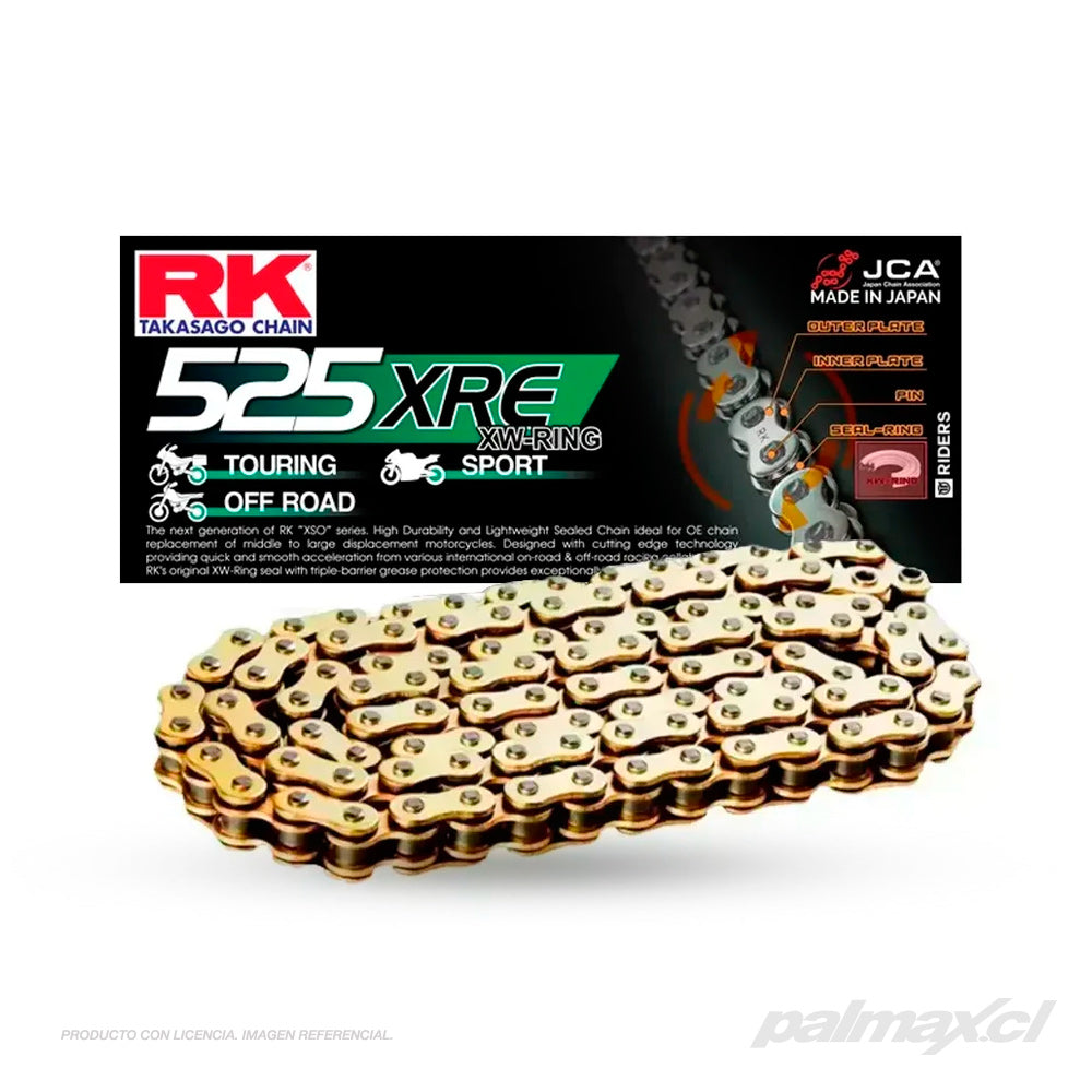 Cadena de moto para turismo, Off-Road y deportivas XRE con XW Ring | RK Takasago Chain